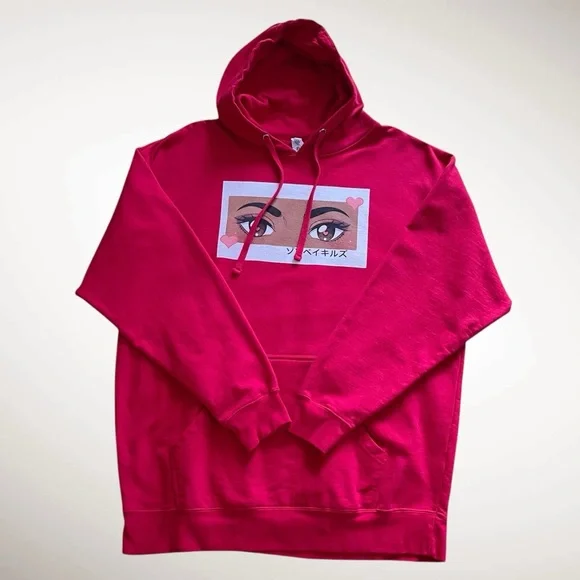 Independent Trading Company Pullover Drawstring Hoodie Eyes Graphic Long Sleeves - Picture 7 of 7